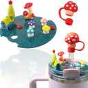 5 x Stanley Cup Lid Accessories With Silicone Straw Cap - Charms & Mushroom Decorations for Special Gifts