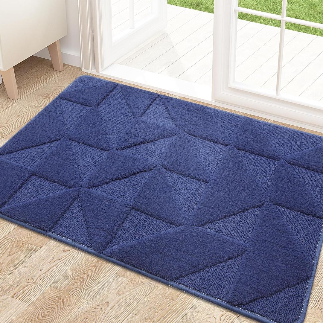 OLANLY Door Mats Indoor, Non-Slip, Absorbent, Dirt Resist, Entrance Washable Mat, Low-Profile Inside Entry Doormat for Entryway (30x17 inches, Navy) (30" x 17")
