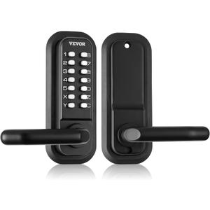 VEVOR Mechanical Keyless Entry Door Lock, 14 Digit Keypad, Embedded Outdoor Gate Door Locks Set with Keypad and Handle, Water-Proof Zinc Alloy, Easy to Install, for Garden, Garage, Yard, Storage Shed (Black)
