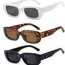 Tskestvy 3 Pieces Retro Vintage Sunglasses Small Square Rectangle 90s Glasses Trendy Y2K for Women Aesthetic Accessories