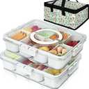 Artcome Sealed Divided Serving Tray with Handle, 8 Compartments, & Carry Bag - Ideal for Organizing and Carrying Snacks and Appetizers - Perfect for Outdoor Dining, Picnics, BBQs, Gatherings & Leisure