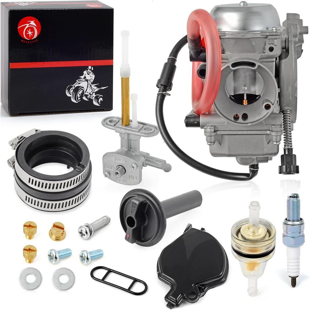 Carburetor Carb and Fuel Valve Petcock + Lever Intake Manifold For Kawasaki Prairie 360 KVF360 4x4 2003-2013