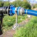 LINEX 2 IN x 100 FT Pool Backwash Hose - Heavy Duty Reinforced PVC Drain above Ground Swimming Pool Hoses, Flat Water Hose for Sump Pump Waste Discharge & Sand Filter Drainage, with Clamp (Blue)