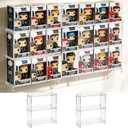 2 PCS Wall Display Shelves Compatible with 21 Funko Pop in Box Acrylic Floating Display Shelves Clear Tiered Display Shelf for Collectibles Stackable Action Figure Stand for Boxed Figures Display Case