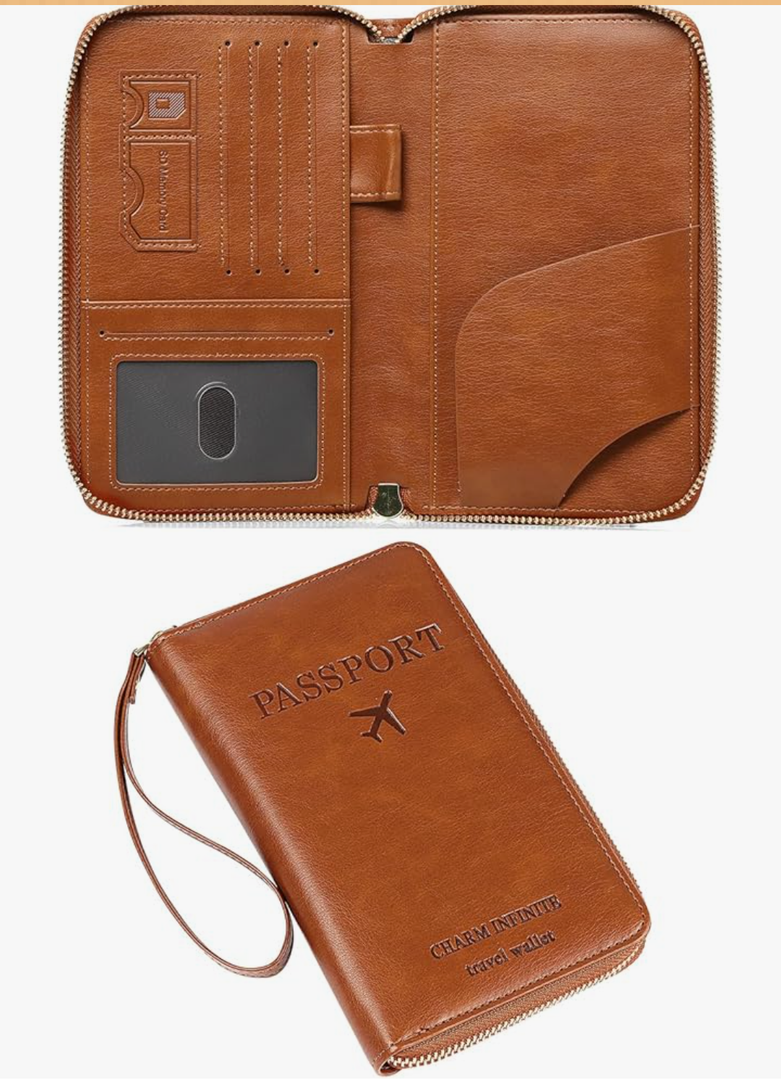 Leather RFID Blocking Passport Holder Travel Wallet, Passport Cover/Travel Wallet for Women/Men