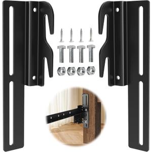2 PCS #711 Bed Frame Bolt On to Hook On Conversion Brackets for Headboard or Footboard, Hook on Bed Rails Brackets, Extra Heavy Duty Hook Plate Adapter, Headboard Attachment Kit with Hardware, Black
