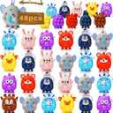 48 Pcs Party Favors for Kids, 3D Animal Pop Fidget Toys Bulk, Sensory Bath Suction Toys for Toddlers, Carnival Treasure Classroom Prizes Box Toys, Fidget Stocking Stuffers Birthday Party Gifts
