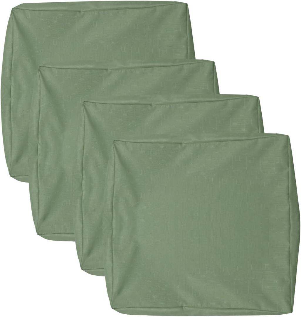 Patio Seat Cushion Covers, Washable Slipcover Replacement, Waterproof Outdoor Furniture Chair Cushion Pillow Seat Cover for Couch, Garden, Sofa, Sage Green, 24" x 24" x 4" (4 Covers Only)