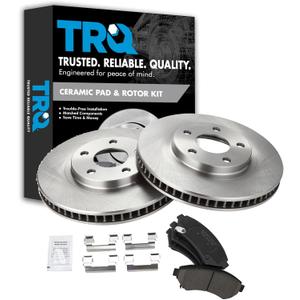 TRQ Front Brake Pad & Rotor Ceramic Rotors Compatible with 1997-2005 Buick LeSabre Riviera Cadillac DeVille Eldorado Seville 2000-2005 Chevrolet Impala Pontiac Bonneville 1997-2003 Oldsmobile Aurora