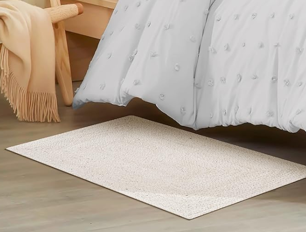Hausattire Hand Woven Jute Braided Rug, 2'x3' Natural, Reversible Boho Entry Area Rugs for Kitchen, Living Room I Farmhouse Indoor Outdoor Decorative Floor Rug, 24x36 Inches