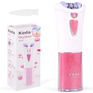 Epilator for Women, Facial & Body Hair Removal, Multi-Functional, Cordless, Pink, Includes Manual, Storage Bag, Clean Brush