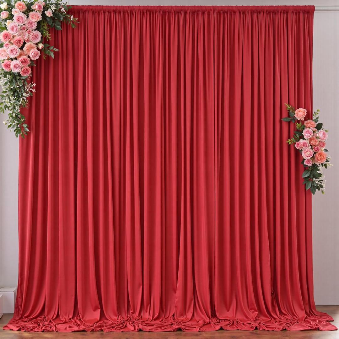 10ft x 10ft Red Backdrop Curtains for Party Wedding Wrinkle Free Red Photo Curtains Backdrop Drapes Fabric Decoration for Birthday Party Baby Shower Christmas 5ft x 10ft 2 Panels