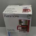 Kenmore Drip Coffee Maker - 12 Cup Programmable Cafe Machine With Glass Pot, Regular & Bold Brew, Auto Shut Off Large Water Reservoir, Reusable Filter, Kitchen Appliances For Cafeteria Barista, Red