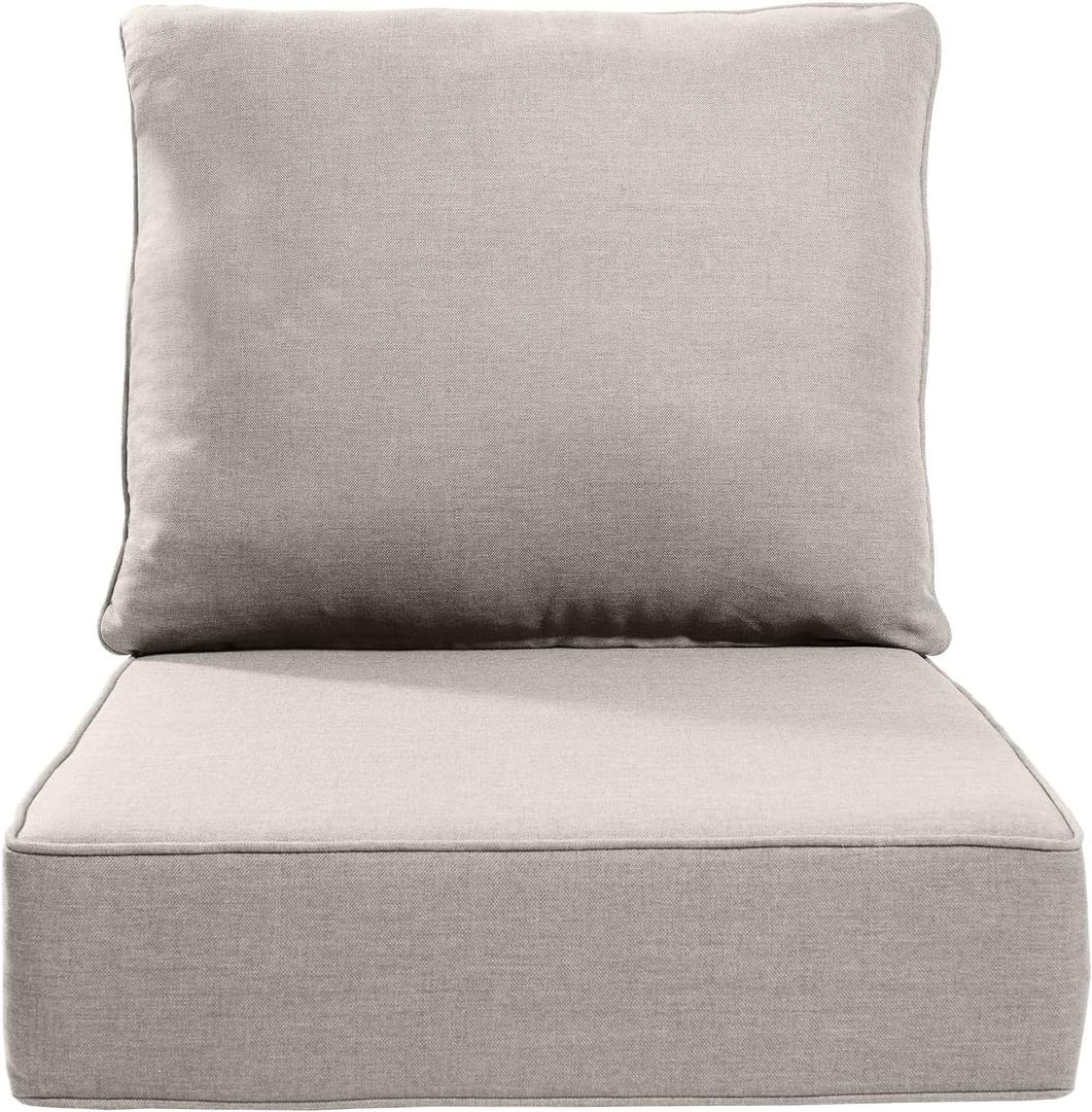 Luxury 24x24x6 Inch Outdoor Cushions - Water&UV&Fade Resistant 1 Set Zippered Patio Chair Back&Seat Cushion for Rattan Dining Rocking Swivel Chairs Loveseat Couch Sectional Sofa - Beige