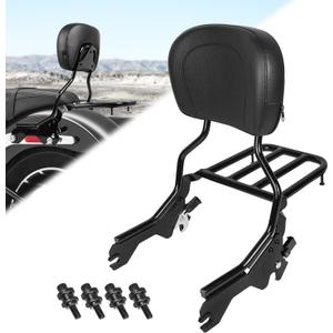 AUFER Upright Passenger Backrest Sissy Bar Luggage Rack Docking Hardware Kits With Back Rest Pad Compatible With For Harley Softail Low Rider FXLR FXLRS FXLRST Sport Glide FLSB 2018-Later