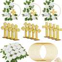 Wesiti 48 Pcs Baptism Centerpiece First Communion Table Decoration 12 Wood Cross 12 Floral Hoop with Stand 24 Foam Rose with Stem for Baptism Baby Shower Wedding(Gold and White,Classic)