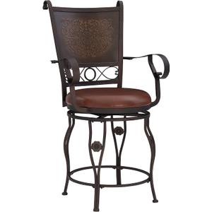 Powell Company Big & Tall Copper Stamped Back Arms by Powell Big and Tall Counter Stool, 24" Seat Height, brown