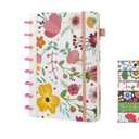 OnMove Discbound Notebook Journal for Women Men 160 Pages A5 with Pen Holder College Ruled Journals for Work Note Taking Travel School Flower-2