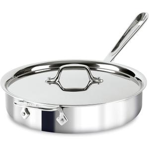 All-Clad D3 Stainless Steel 3 Quart Saute Pan Covered- Made in the USA- The Original Bonded Professional Cookware- Oven Safe & Induction Compatible