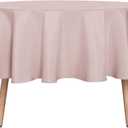 sancua Round Tablecloth - 80 Inch - Water Resistant Spill Proof Washable Polyester Table Cloth Decorative Fabric Table Cover for Dining Tables, Buffet Parties and Camping, Blush