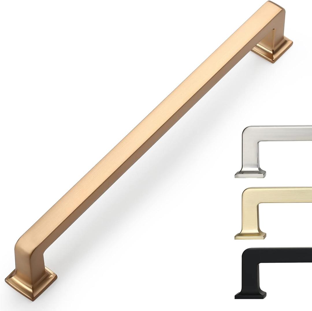 9BUILD 10 Pack 6.25 Inch Champagne Bronze Cabinet Pulls - Kitchen Handles & Drawer Pulls