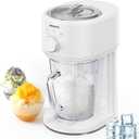Shaved Ice Machine, Electric Ice Shaver and Snow Cone Machine with Large Capacity Storage, Portable Ice Crusher Ice Thickness Can be Adjusted (White)