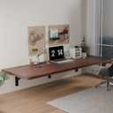 IAE Floating Wall Mounted Folding Table Desk with Pine Wood,60" x 22" Foldable Workbench,Fold Down Wall Mounted Foldable Desk with Shelf Brackets,Laundry Folding Table for Home,Dining,Kitchen,Brown