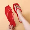 Women Flip Flops Jelly Shoes Thong Sandals Flat Slides Clear Jellies Pool Slippers Bathroom Summer Beach Size 8 Ladies Non Slip Dress Comfortable Quick Drying Soft (Red)
