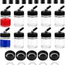 10pcs Airbrush Glass Bottles(60Down Angle) 3/4oz 22cc with Jar Caps and Extra Lids O-Rings Straws,Airbrush Paint Storage Jars,for Dual Action Airbrush
