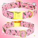 Elegant little tail Dog Collar, Spring Dog Collar with Bow Cute Bees Print Cotton Soft Female Male Pet Collar Bowtie Floral Dog Collar Adjustable Dog Collar for Large Dogs
