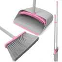 Broom with Dustpan Combo Set52"" Brooms for Sweeping Indoor Broom and Dustpan Set for Home Kitchen Office Lobby Floor Standing Dust Pan-Red