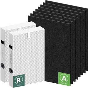 HPA100 Replacement Filters for Honeywell HPA100 HRF-ARVP100 Series Air Purifier HPA094, HPA104, HPA105, HPA3100 and HPA5100, Funmit 2 Pack Filter R and 8 Pack A Carbon Pre-Cut Pre-Filters