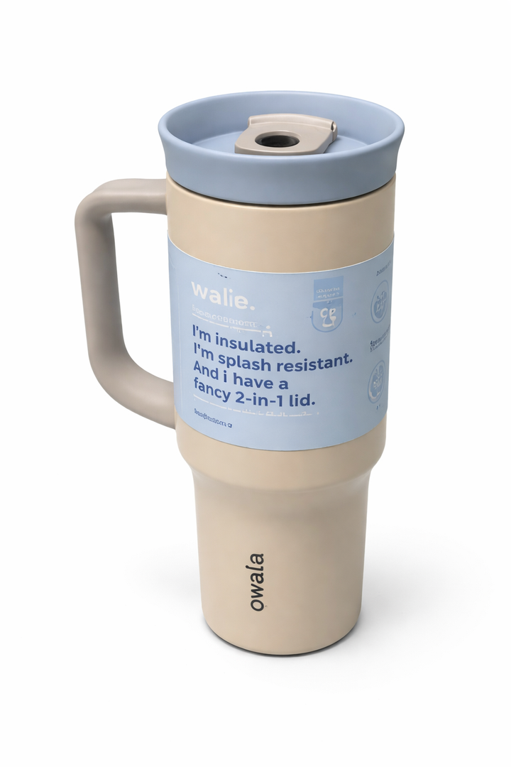 Owala Travel Tumbler SS 40oz Beige Blue Bottle