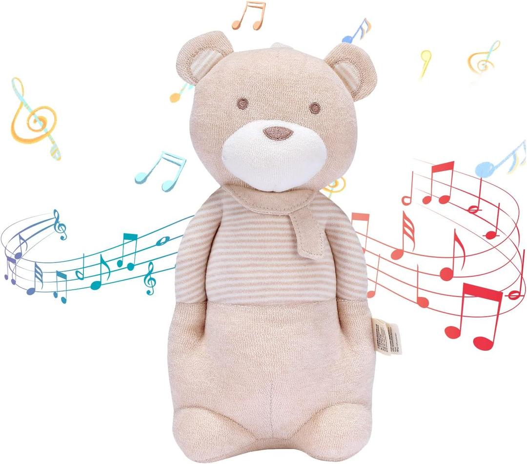 COTTONEBEBE Baby Toys, Stuffed Animal Toy with Lullaby Music for Infant Babies 0 3 6 12 to 36 Months Boy & Girl,Ideal Gift for Newborn (Mr.Bear, Cotton)