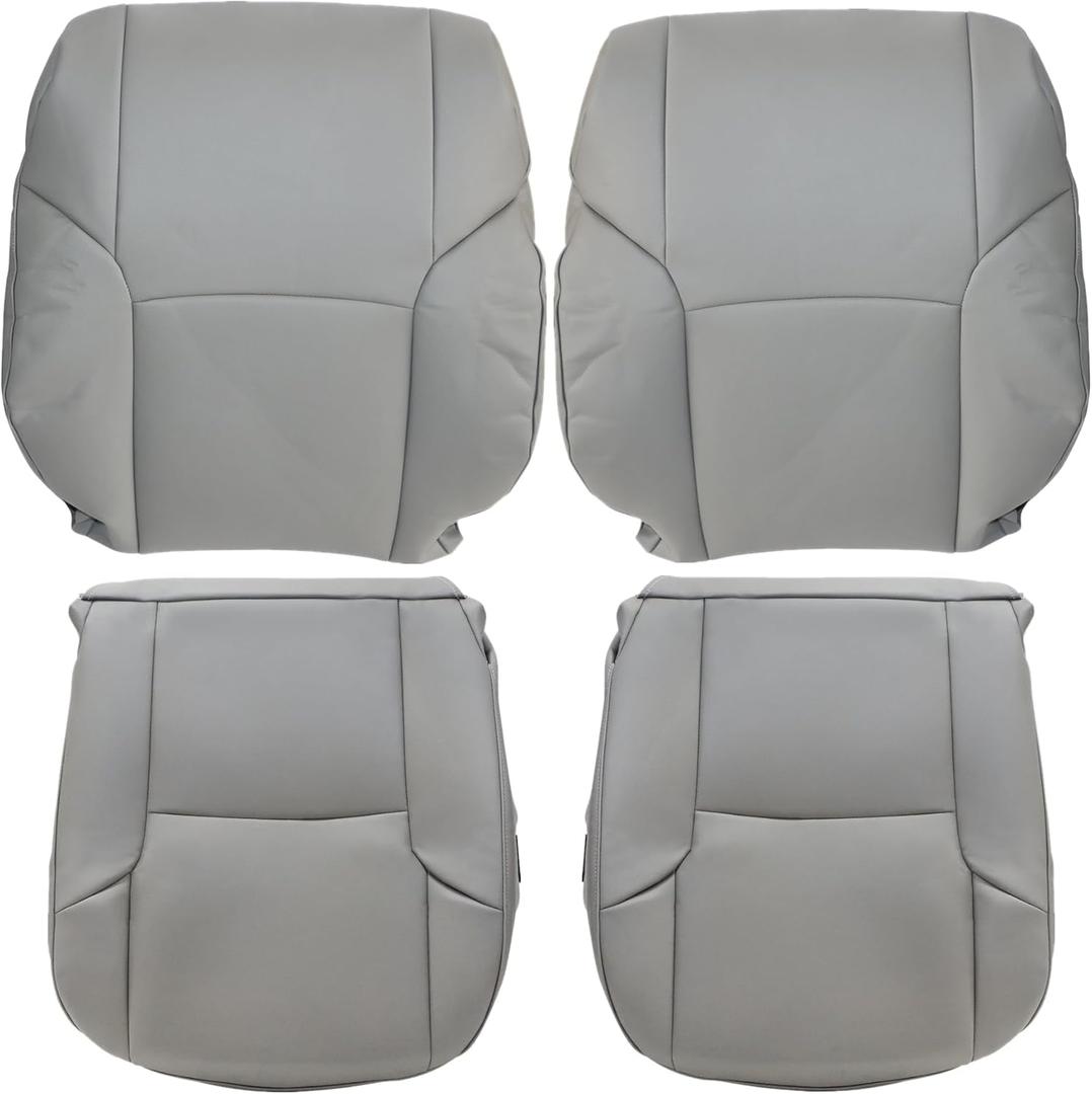 4PCS Driver & Passenger Side Bottom & Top Lean Back Microfiber Leather Seat Covers Gray Compatible with Toyota 4Runner 2003 2004 2005 2006 2007 2008 2009