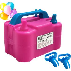 Electric Balloon Pump,110V 600W Portable Dual Nozzles Balloon Pump,Air Pump Balloon Blower for Party Decorations with Tying Tool(Rose Red)