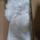 Area Rug 10x12 Fluffy Fuzzy Faux Fur Carpet for Living Room Bedroom Furry Shaggy Plush Washable Rectangle - White with Grey Tips