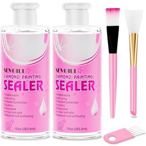 sevgili Diamond Painting Sealer Kits 566.8ML with Brushes, Diamond Art Sealer Puzzle Glue Diamond Painting Accessories and Tools, Diamond Painting Kits for Adults (20oz), Best By 02, 2027