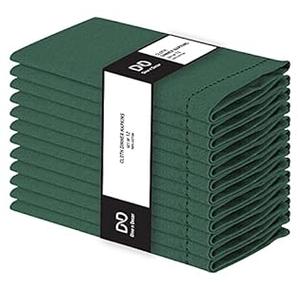 Dine n Decor Set of 12 Hemstitch Cloth Dinner Napkins 100% Cotton- Soft Durable Washable - Ideal for Events Wedding Christmas Easter- Perfect Everyday Use Table Linen Cloth Napkins 18x18 Forest Green