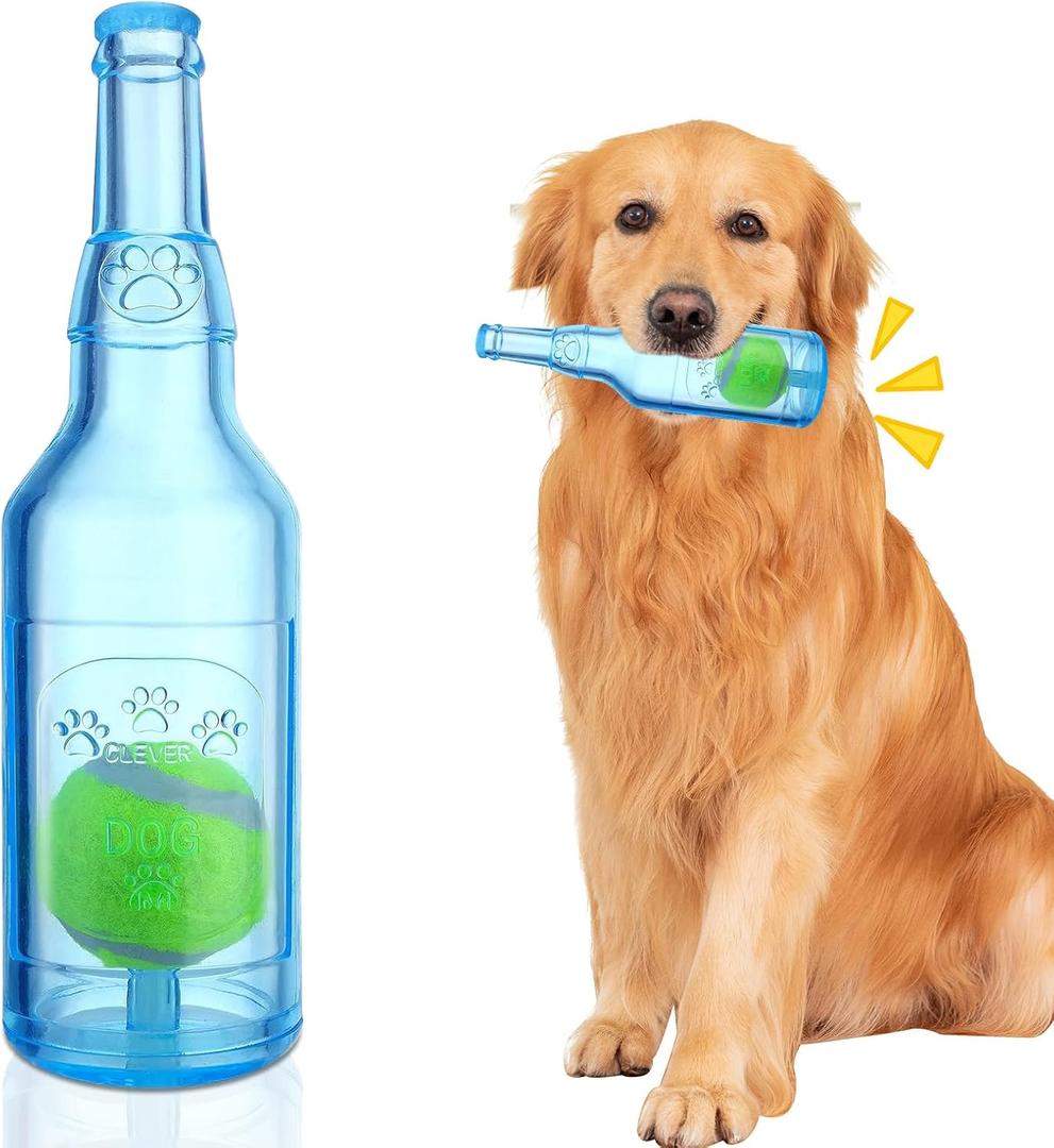 Water Bottle Dog Toy for Aggressive Chewers, Cute Squeaky Indestructible Water Bottle Dogs Chew Toys for Medium/Small Dogs Interactive Dog Toys to Exercise and Accompany (Blue)