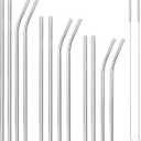 Set of 12 Reusable Stainless Steel Straws,0.31'' wide 3 Size - 12.2''10.5''8.5''Long Reusable Straw Chocolate Milk Straws with 2 Cleaning Brush for 10/20/30/40 oz