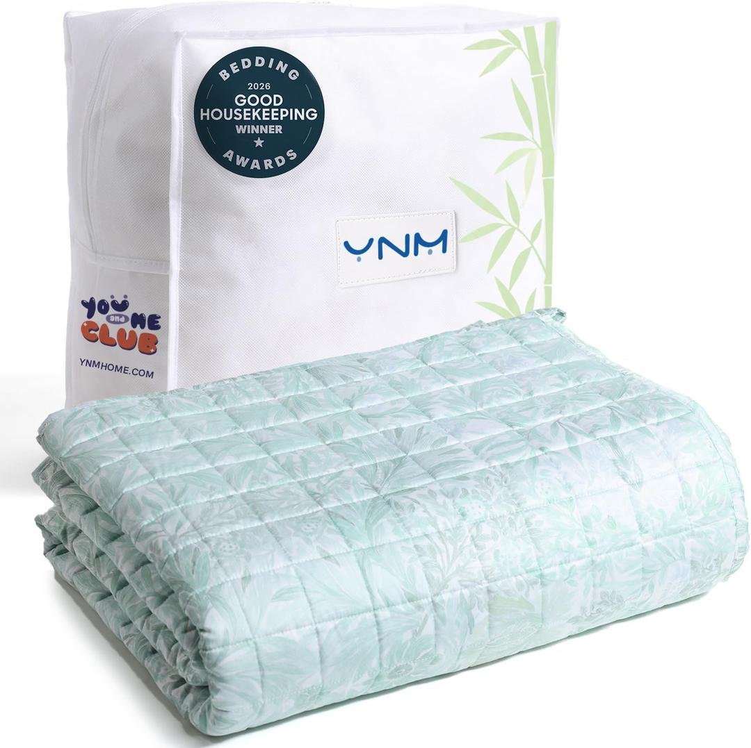 YnM Cooling Weighted Blanket for Adults, 12lbs Heavy Bed Throw for One Person of 110lbs, Perfect for Hot Sleepers or Warm Climates with Rayon/Glass Beads(48x72 Inches,Twin/Full Bed, Spearmint Green)