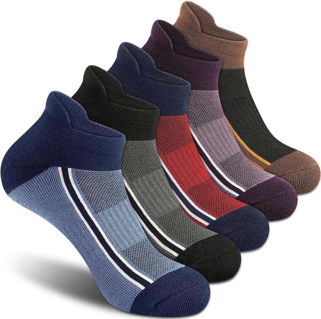 Gonii Men's Running Athletic Ankle Socks - Thick Cushioned Low Cut Socks, Size: 9-12 (5 Pairs)