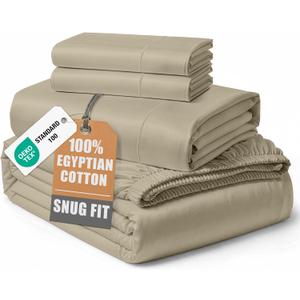 100% Egyptian Cotton King Size Bed Sheets - Naturally Breathable & Durable Winter Comfort, Ultra-Soft Hotel Comfort with 15" Deep Pocket King Sheets, Silky Sateen Weave Luxury You Can Feel - Linen
