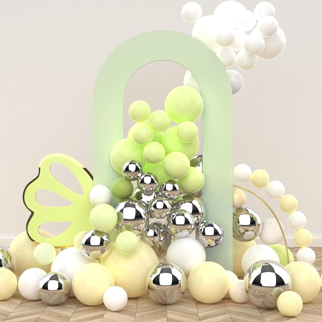LEBENGURU Upgraded 7.2FT Open Arch Backdrop Cover, Green Spandex Fitted Round Top Wedding Arches, Double-Sided U-Shaped Arch Chiara Stand Covers for Birthday Party Baby Shower Banquet Balloon Dcor