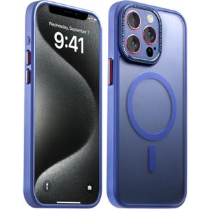 Magnetic Case for iPhone 13 Pro Case with Integrated Camera Lens Protection [10Ft Military-Grade Protection] Fits MagSafe Shockproof Slim Cover 6.1 inchMatte Blue