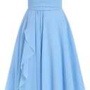 IBTOM CASTLE Flower Girls Dress Halter Pleated Chiffon Junior Bridesmaid Dress Wedding Flowy A-line Party Pageant Prom Dress (11-12 Years, Blue)