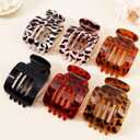 Atoden Flat Square Hair Clips Large Claw Clips for Thick Medium Thin Hair 6Pcs Non Slip Strong Hold Barrettes French Duckbill Accessories for Women Girls Leopard Tortoise Shell