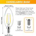 Ascher Classic E12 LED Candelabra Light Bulb 4W, Equivalent 40W, Warm White 2700K, Non-Dimmable, Clear Glass Filament Chandelier LED Bulbs, E12 Candelabra Base Candle Light Bulbs, Pack of 10