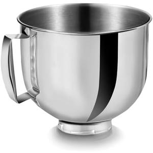QumCafely Stainless Steel 5.5 QT Bowl for KitchenAid Artisan & Classic Tilt-head Stand Mixers - Replacement Bowl Compatible with KitchenAid Mixers